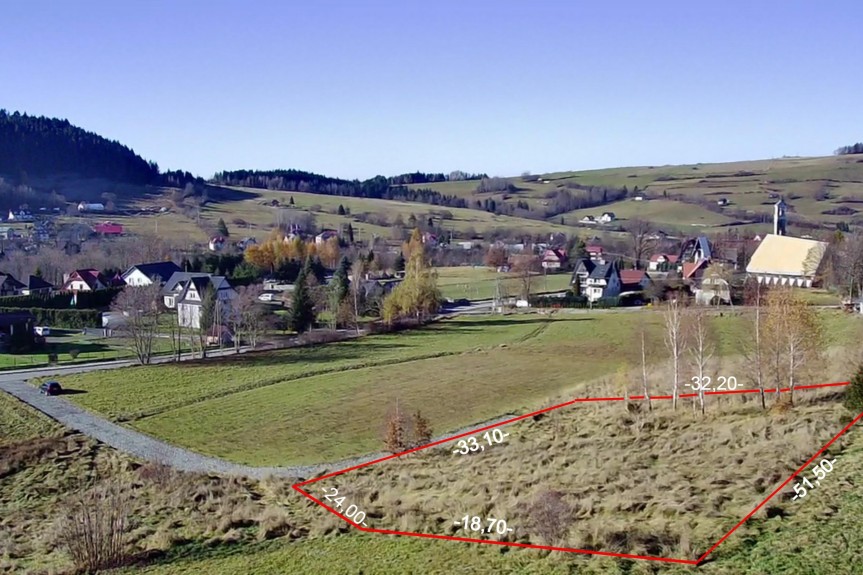 limanowski, Niedźwiedź, Poręba Wielka, Działka budowlana Poręba Wielka/Koninki 800m2