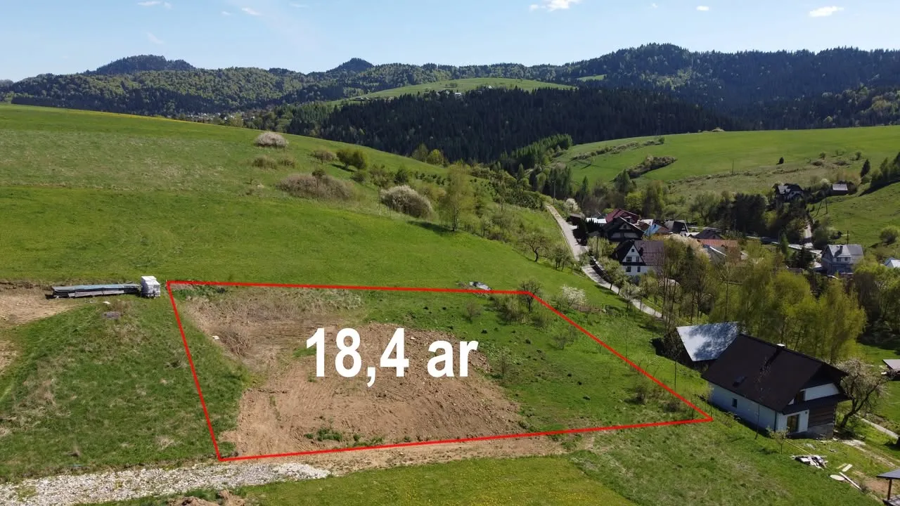 Działka budowlana na sprzedaż 18,4arowa — Pieniny, Gmina Krościenko nad Dunajcem.