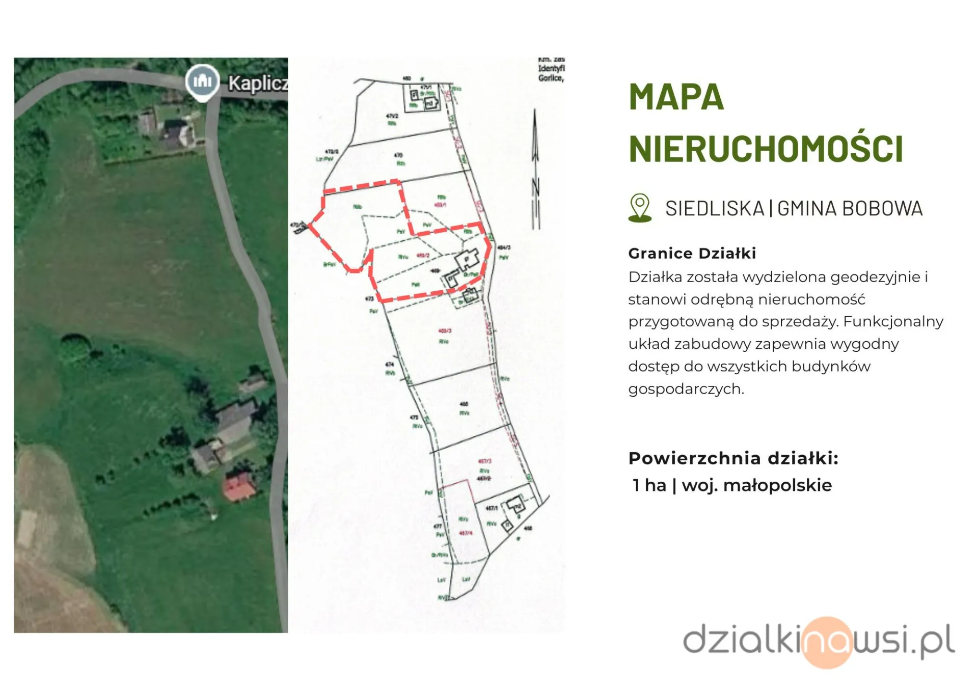 Siedlisko z zabudowaniami gospodarczymi – potencjał na siedlisko dla koni | Siedliska, gm. Bobowa